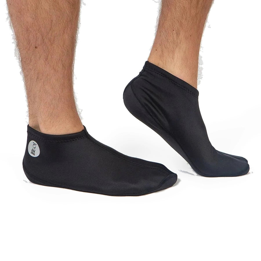 Pair of black Fourth Element Thermocline fin socks shown as a product pair