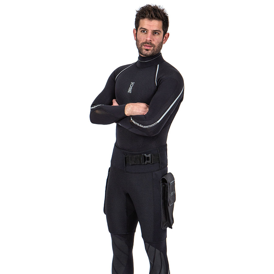 Fourth Element Technical shorts in black shown flat with the webbing belt and both thigh pockets