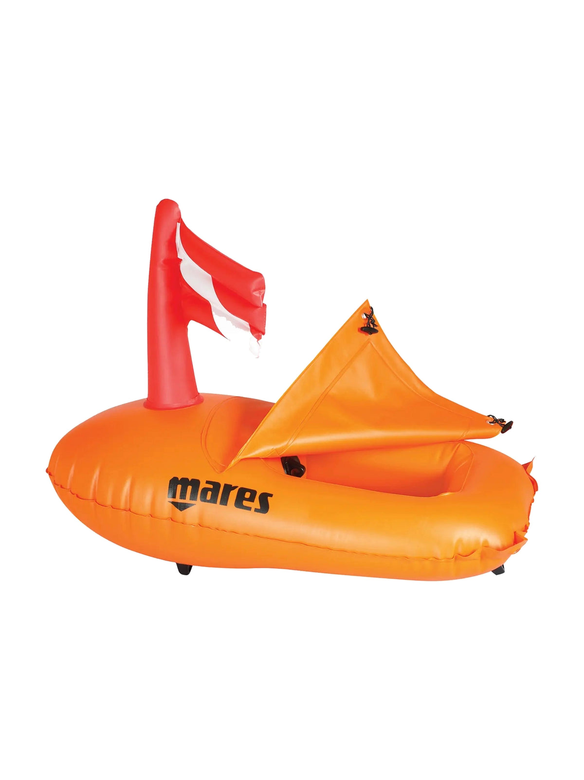 Mares Apnea freediving buoy inflated, orange, with dive flag