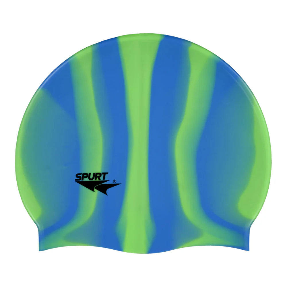 Multi-Colour Vertical Stripes Silicone Swim Cap