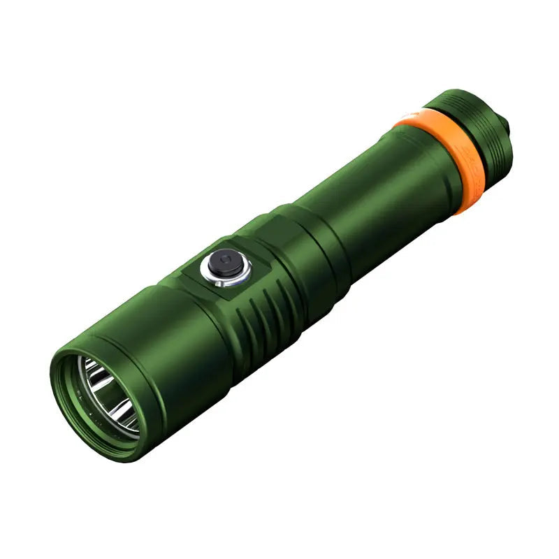 OrcaTorch D710 dive torch in green, side view