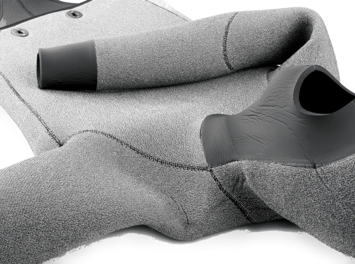 Detail of the grey plush lining inside the thick Fisterra neoprene