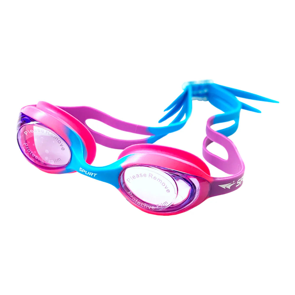 Spurt Blaze Junior Goggle in Bright Pink, Violet and Light Blue with Violet Lens and Light Tint
