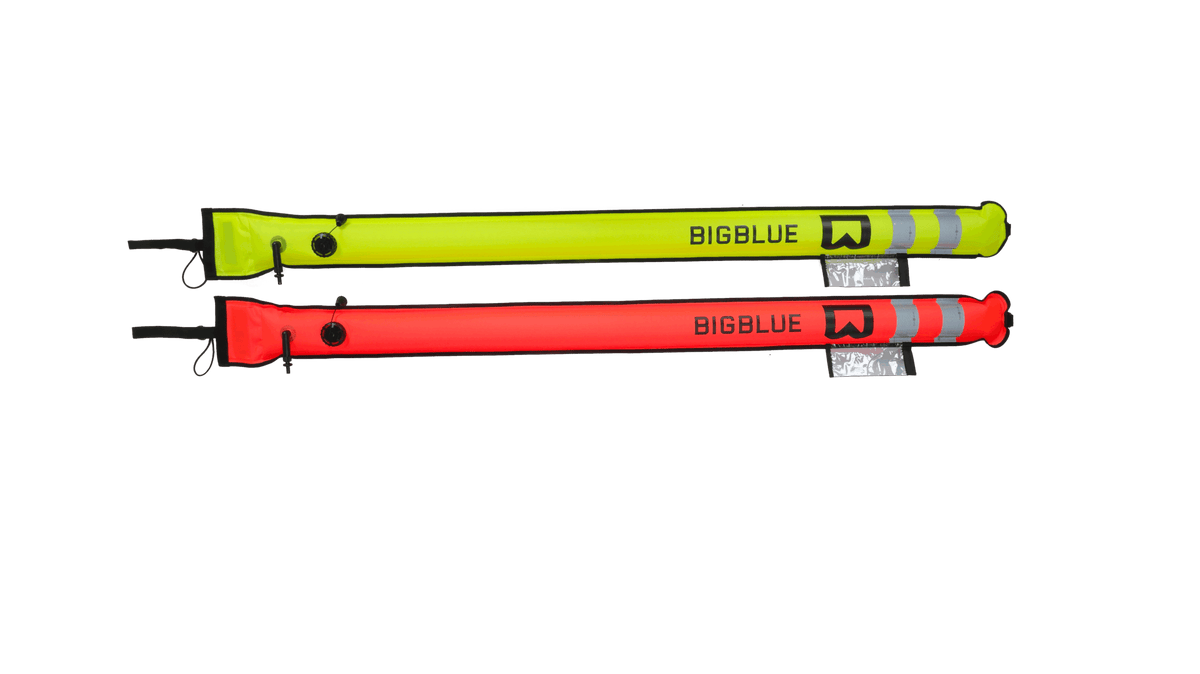 BigBlue surface marker buoy in orange and fluorescent yellow