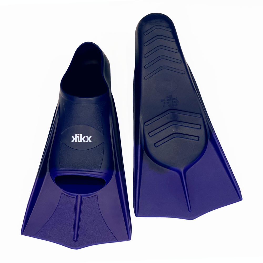 Kikx short silicone training fin, navy / purple uk 12.5-1