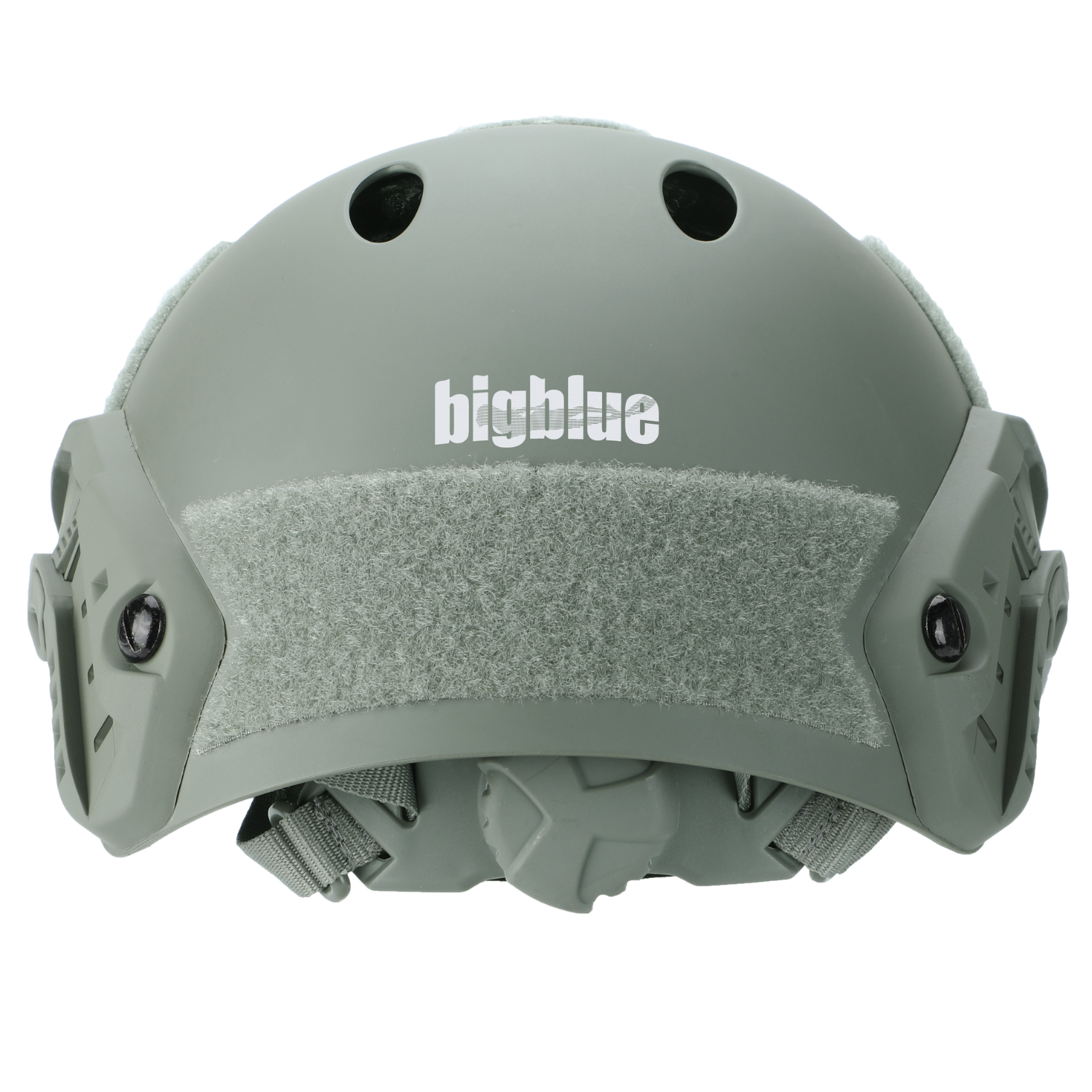 BigBlue technical diving helmet, front view showing the side rails