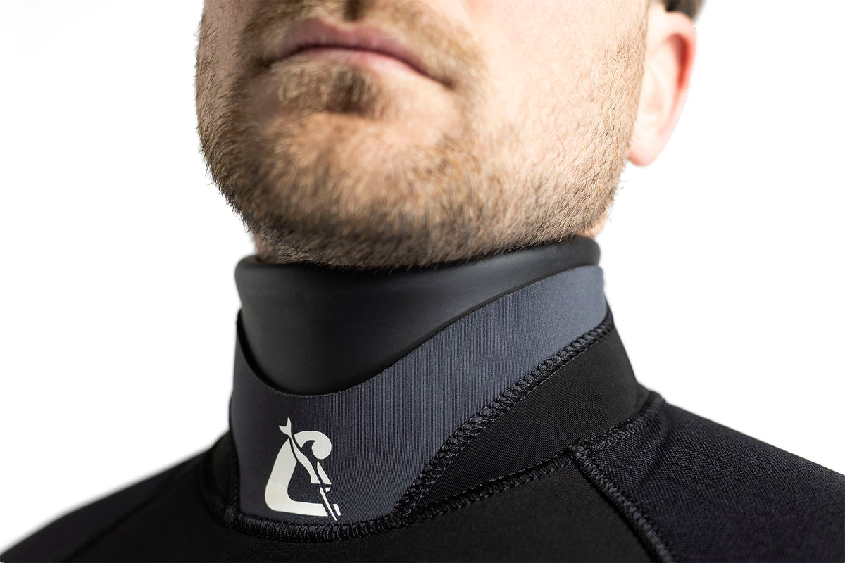 Close-up of the smooth-skin neck seal on the Ice semi-drysuit