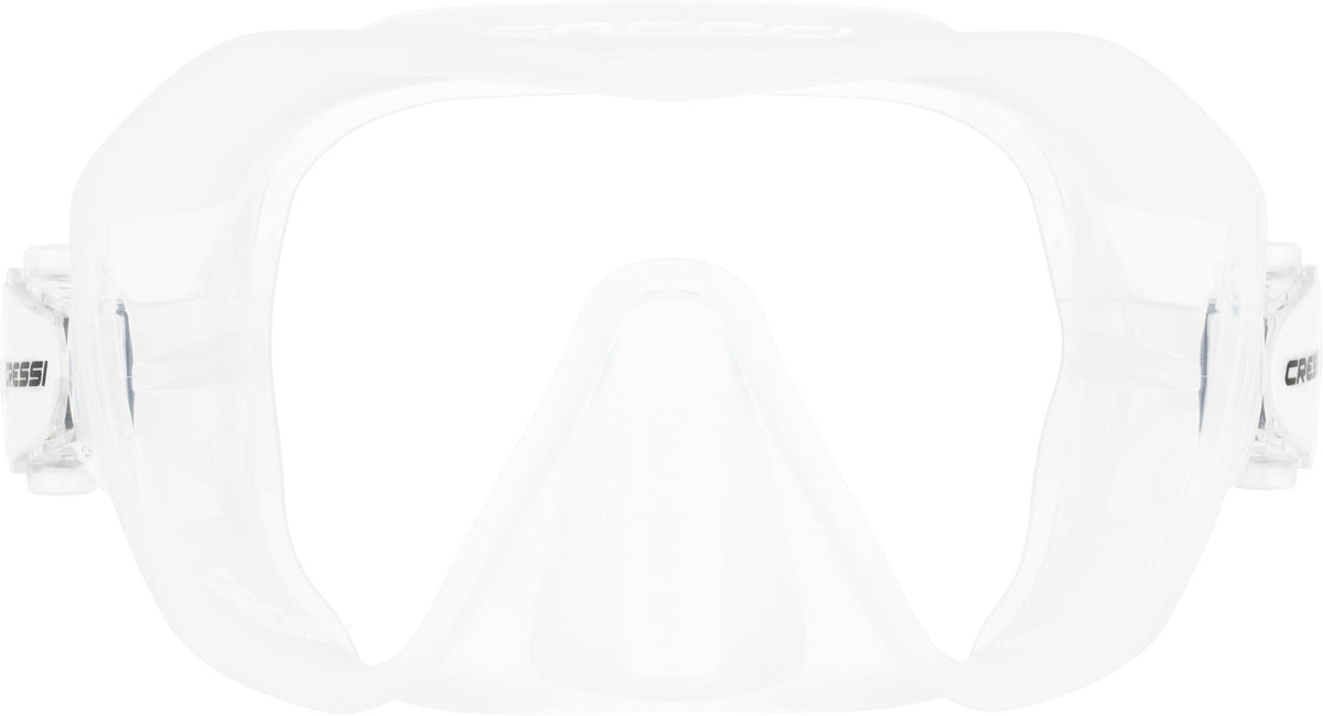 Cressi Z2S clear mask seen straight on, showing the compact single lens