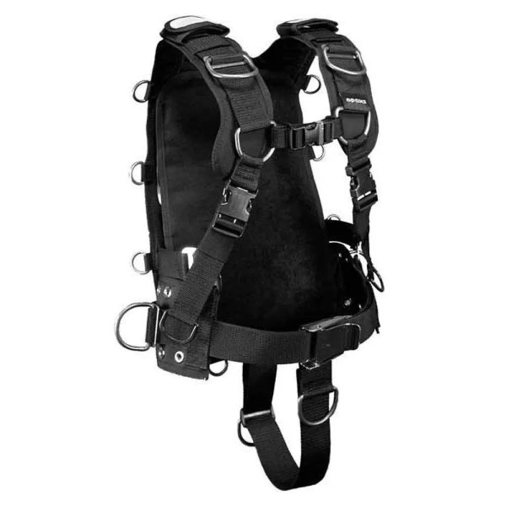 Apeks WTX harness, previous model, in black Cordura with stainless D-rings and waist buckle