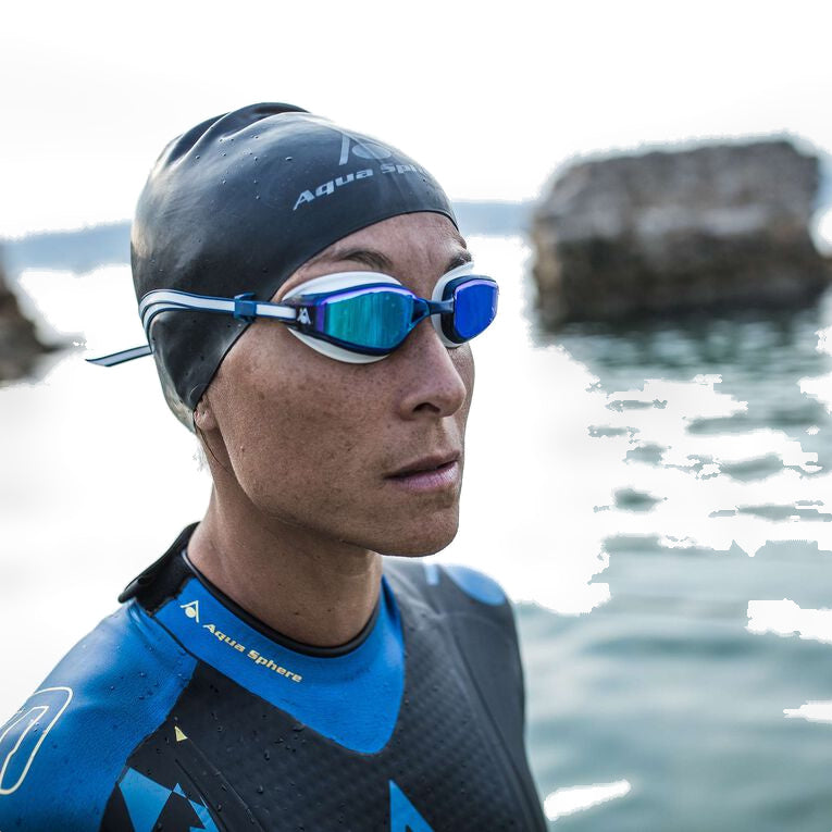 Aquasphere Fastlane swim goggles in use by a swimmer