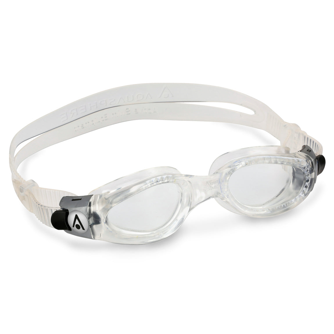 Aquasphere Kaiman Compact swim goggles with clear lens and clear frame, front view