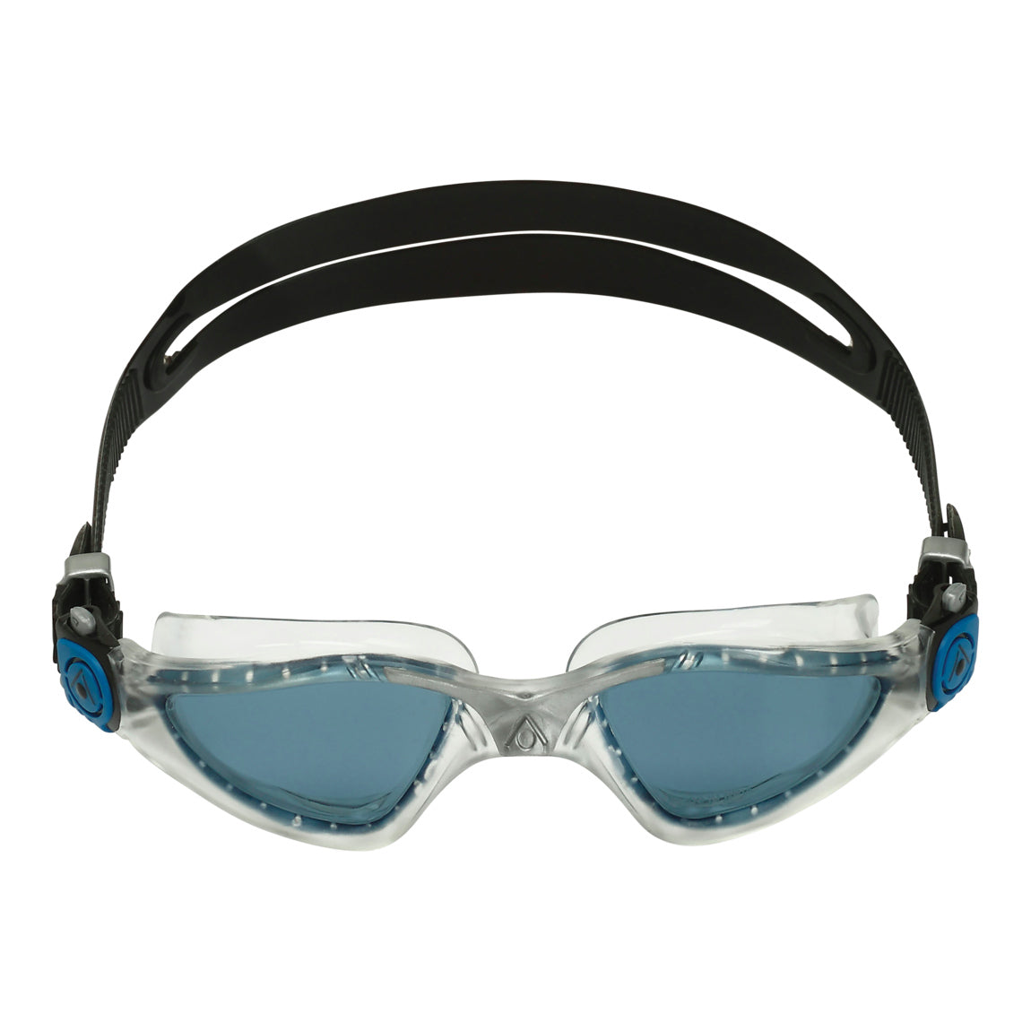 Aquasphere Kayenne swim goggles with smoke lens and petrol frame, front view