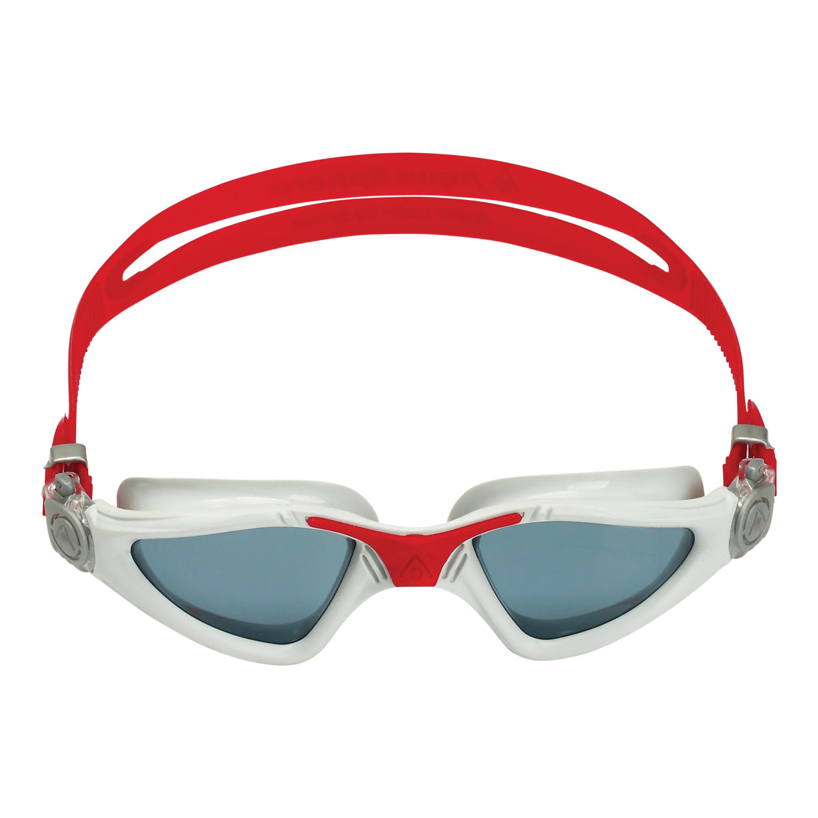 Aquasphere Kayenne swim goggles with smoke lens and red frame, front view