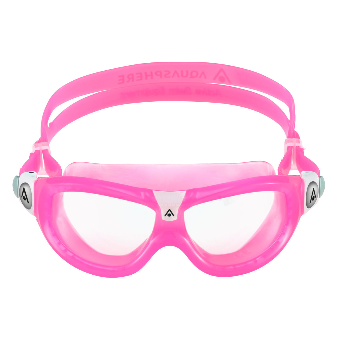 Aquasphere Seal Kid 2 swim mask with clear lens and pink frame, front view