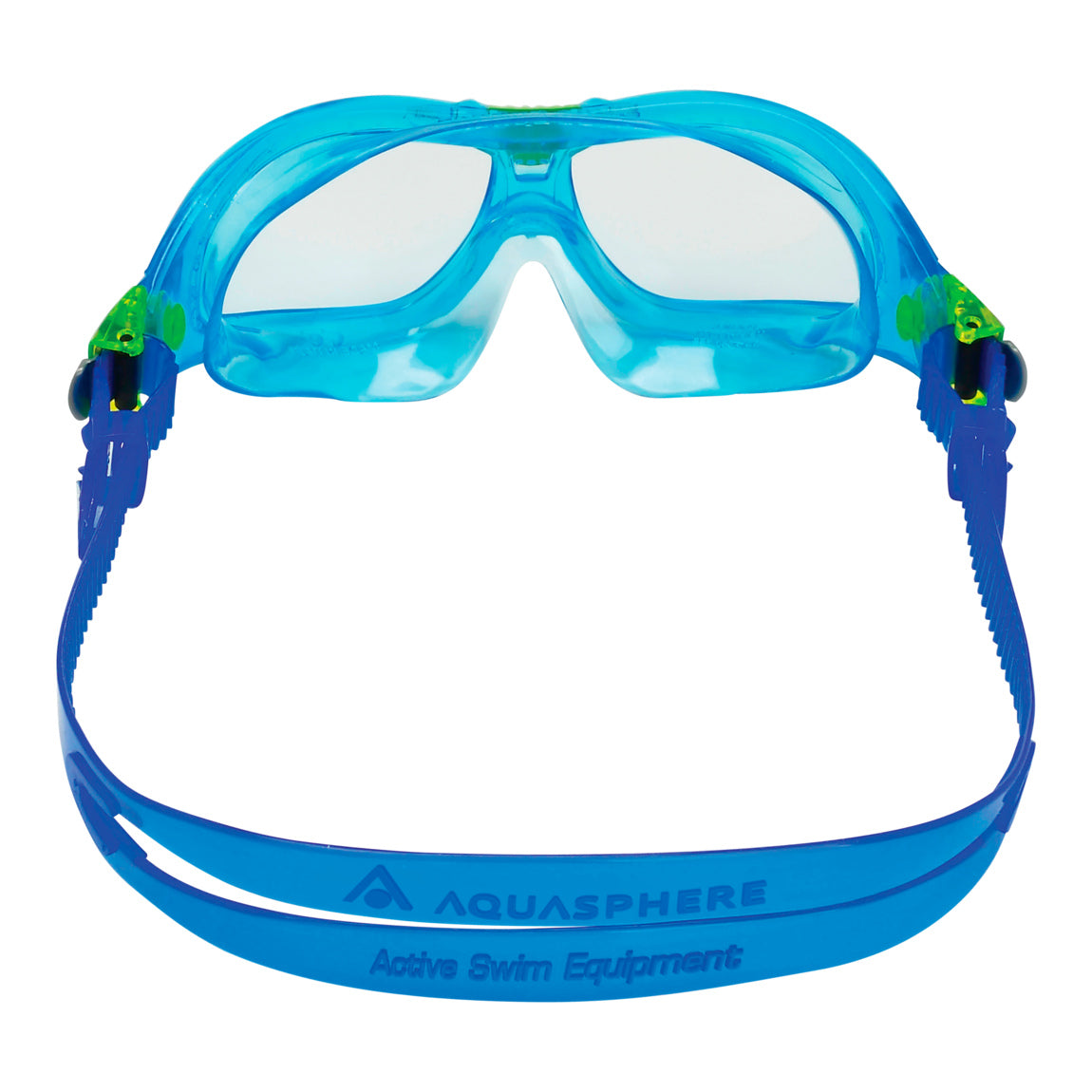 Aquasphere Seal Kid 2 swim mask with clear lens and blue frame, front view