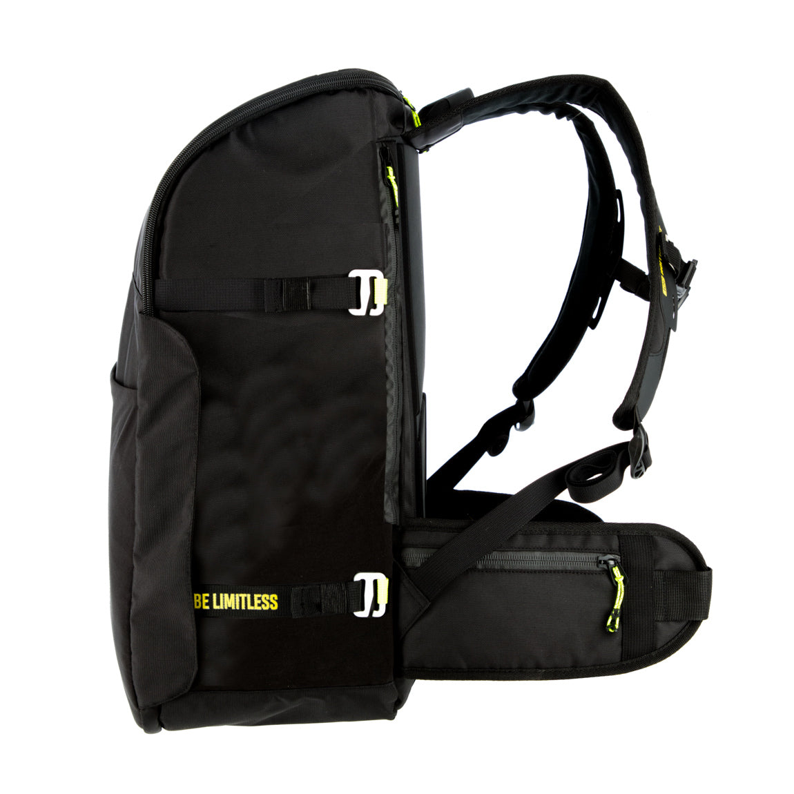 Aquasphere Transition Backpack 35L in black from the front, standing upright