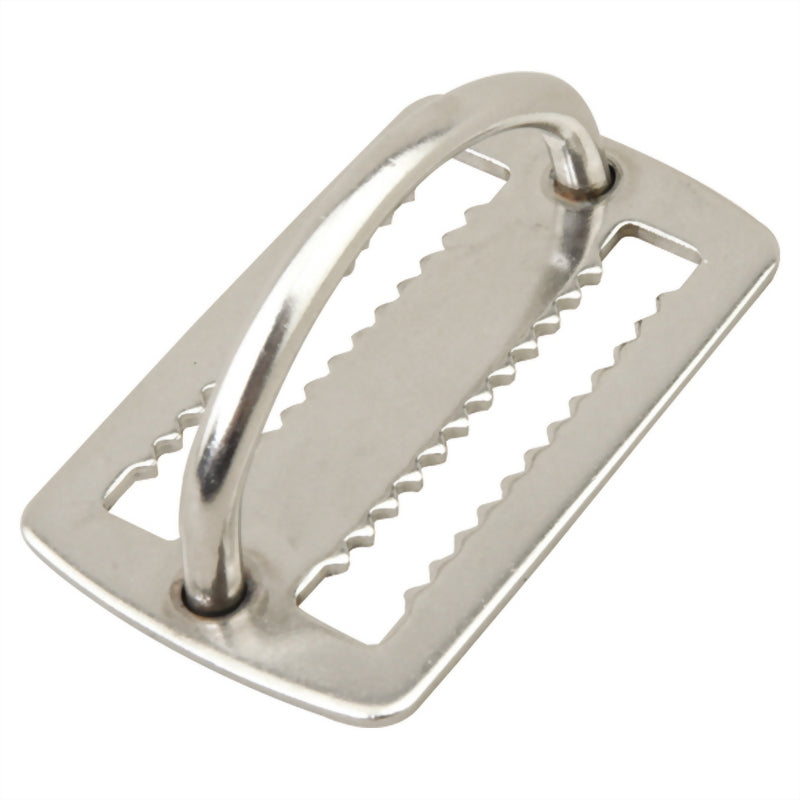 Aropec stainless steel weight belt keeper with toothed slots and D-ring