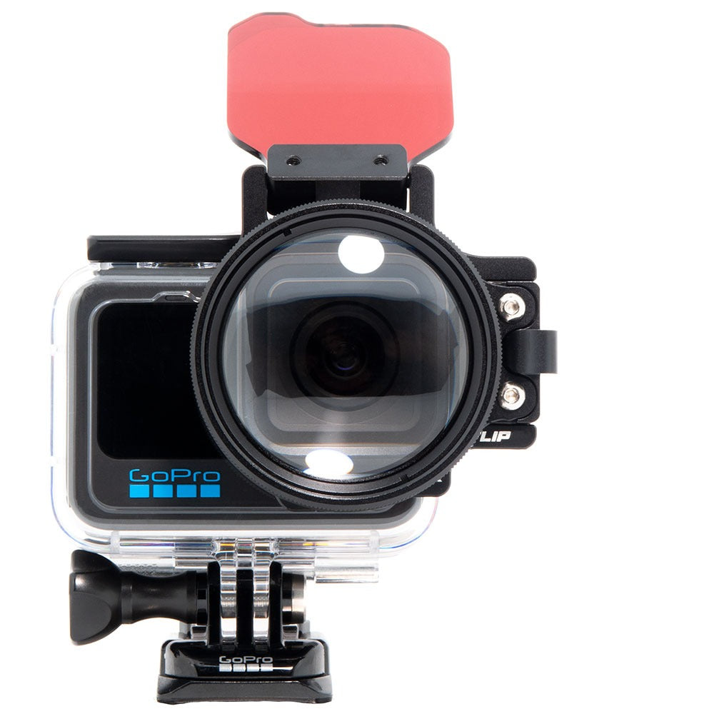 Backscatter FLIP13 Pro Package with the +15 MacroMate Mini lens over a GoPro port