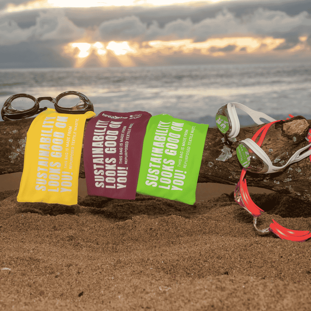Breathe soft goggle bag made from repurposed textile, lime