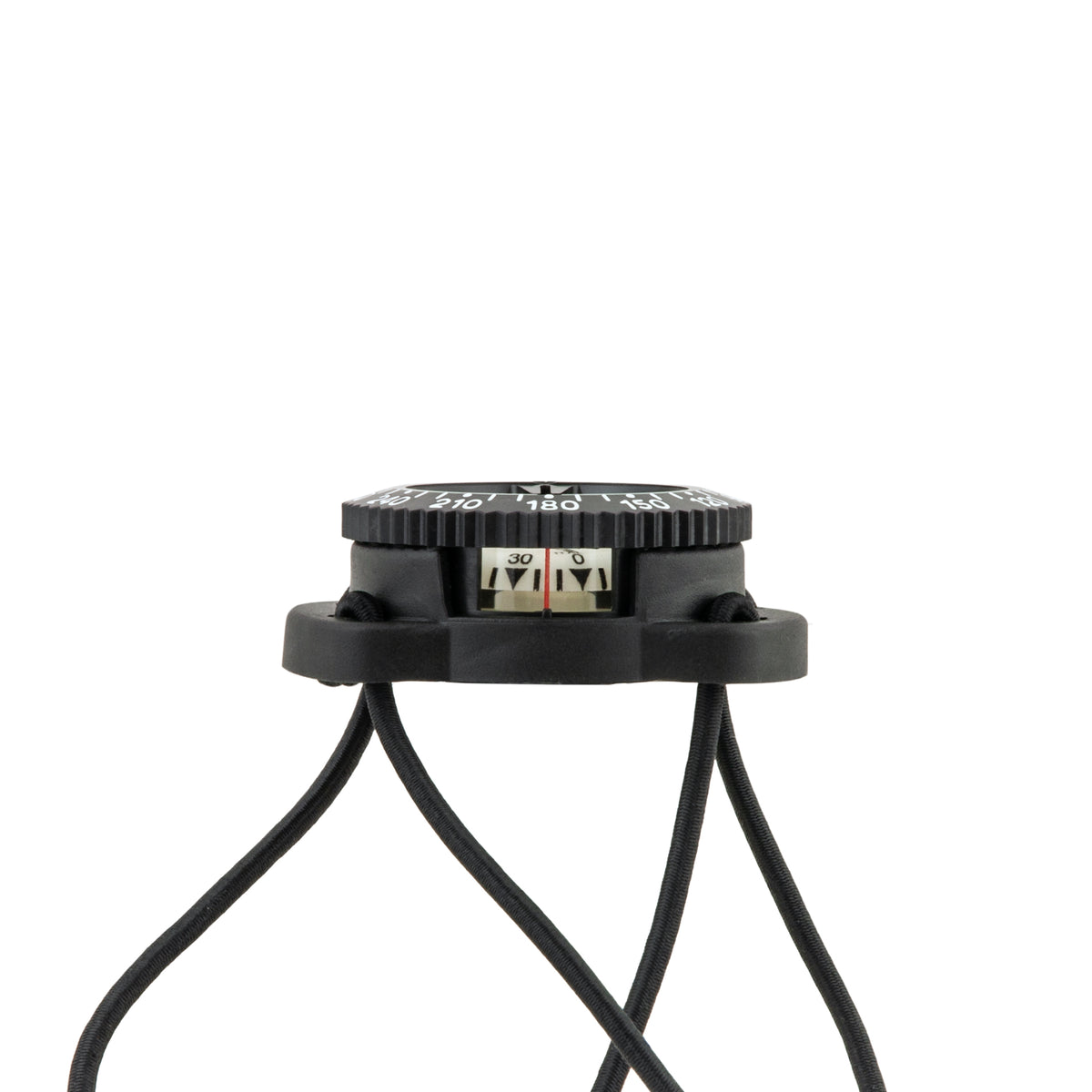 Tecline compass with bungee mount from the side showing the side window