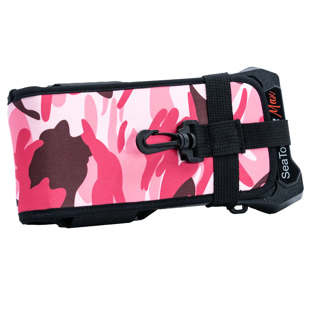 Divevolk camouflage protective cover in camo pink fitted to a SeaTouch housing