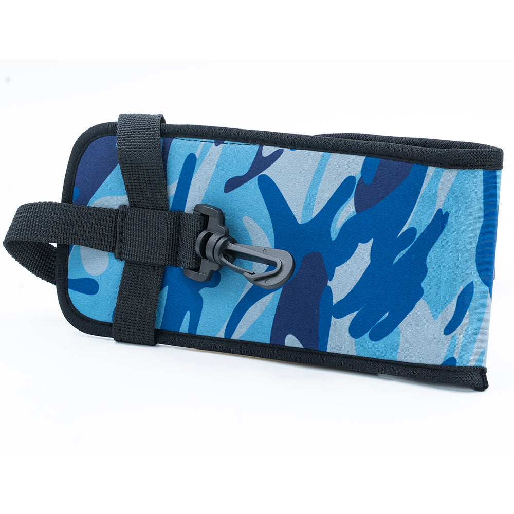 Divevolk camouflage protective cover in camo blue fitted to a SeaTouch housing