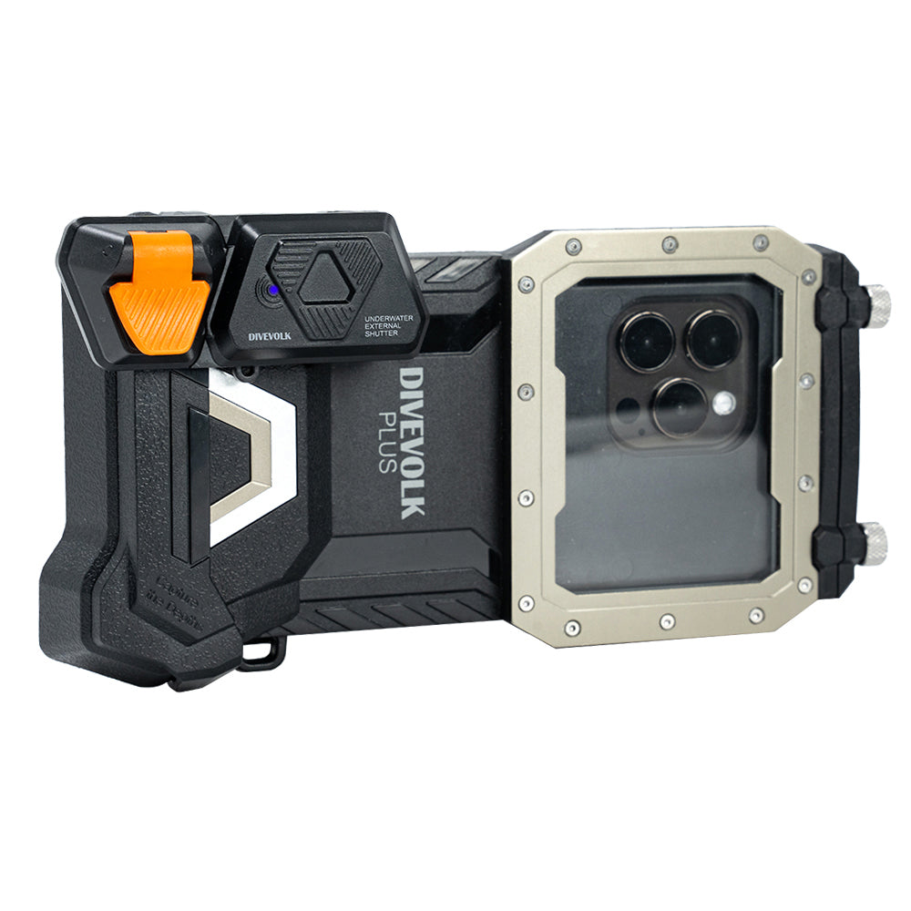 Divevolk underwater external Bluetooth shutter with orange button