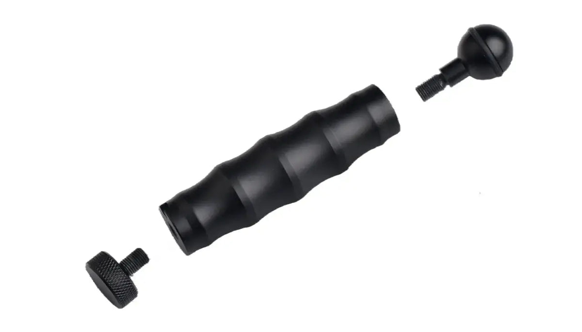 OrcaTorch ZJ12 Handle showing screw, handle and ball joint apart