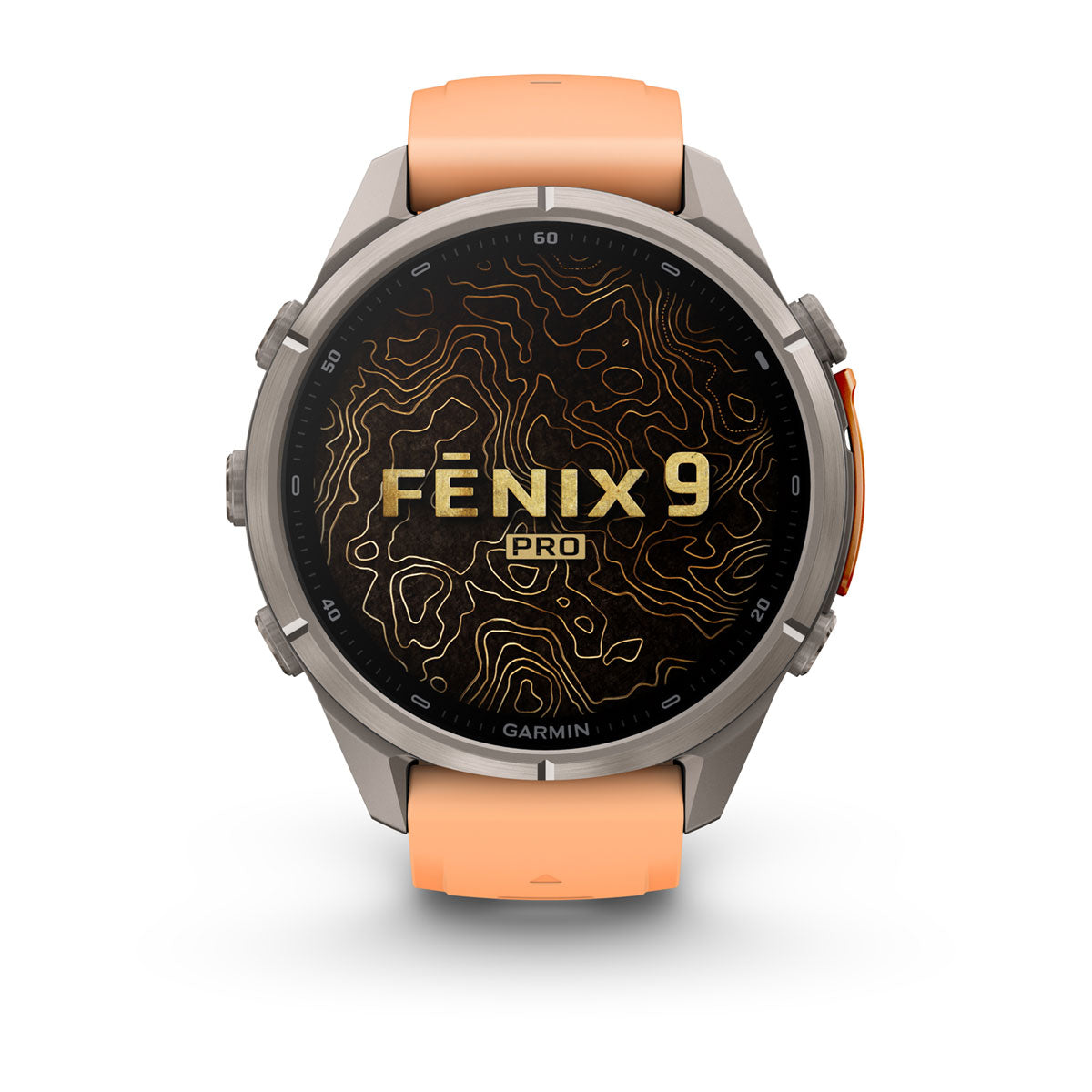 Garmin Fenix 9 Pro front view showing the Fenix 9 Pro start screen