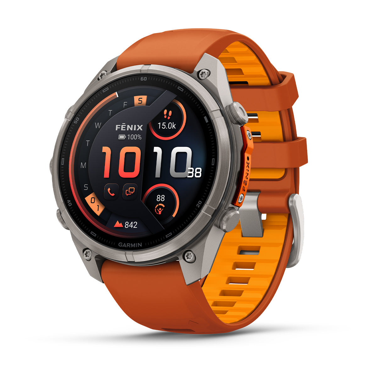 Garmin Fenix 9 Pro inReach 47 mm, Titanium with Autumn Orange/Spark Orange band