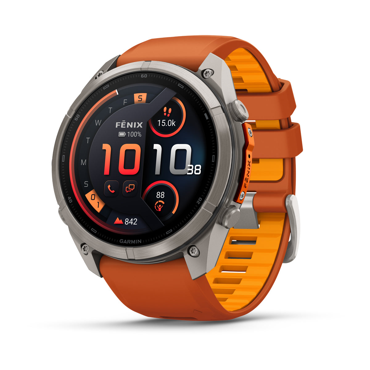 Garmin Fenix 9 Pro inReach 51 mm, Titanium with Autumn Orange/Spark Orange band