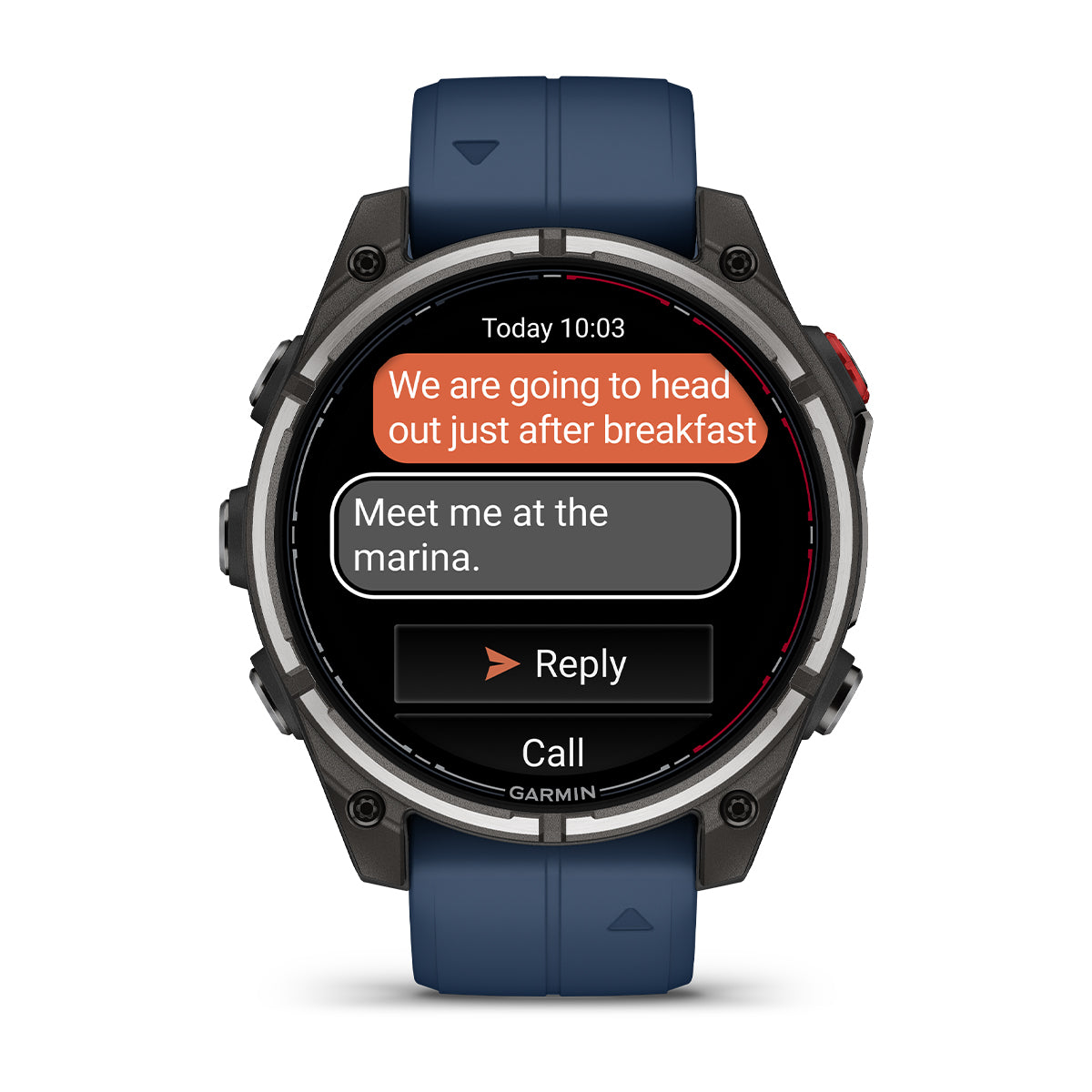 Garmin Quatix 8 Pro AMOLED 47 mm marine smartwatch with blue silicone band