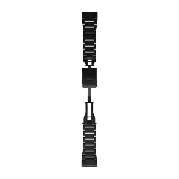 Garmin QuickFit 26 mm carbon grey DLC titanium dive band, side view of the clasp