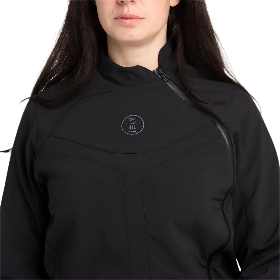 Women's Fourth Element Halo AR undersuit in black worn front on, with integral socks