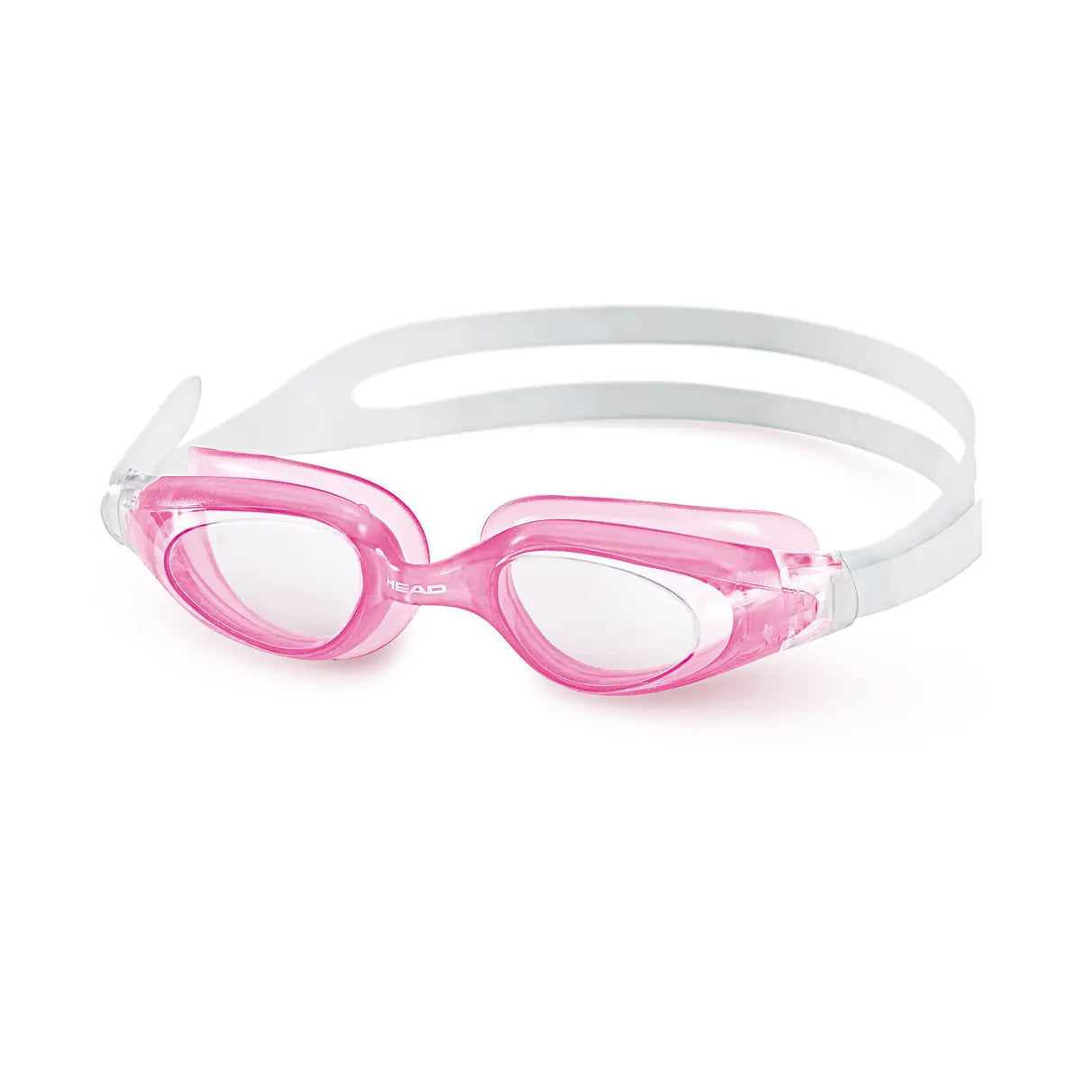 HEAD Cyclone swim goggles with pink one-piece frame, clear curved lenses and double strap
