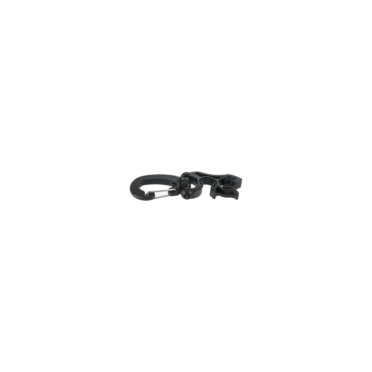 Aqua Lung hose holder in black, two moulded clips shown side by side against a white background