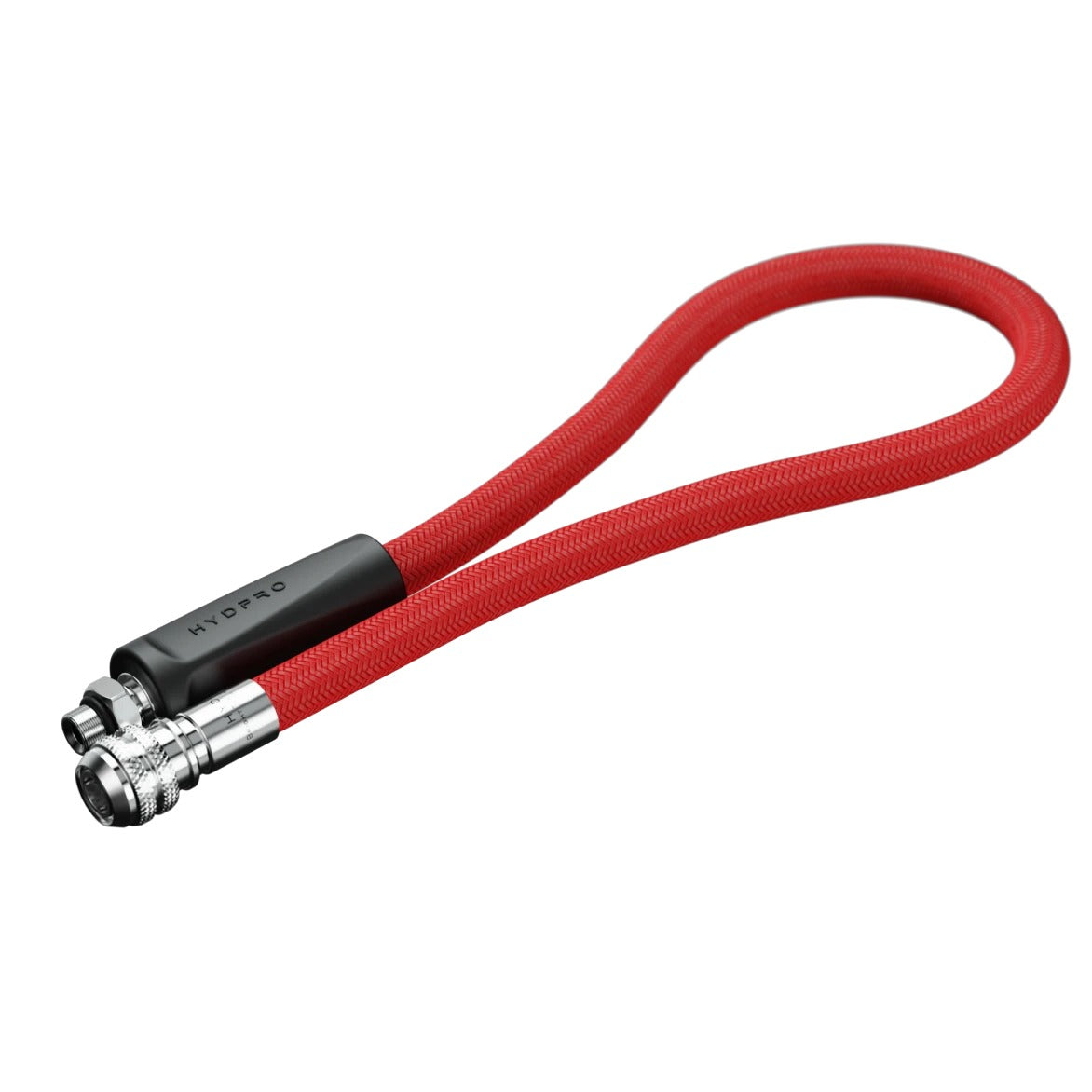 Hydpro Bright Tek LP Inflator Hose in black braid, coiled with both fittings
