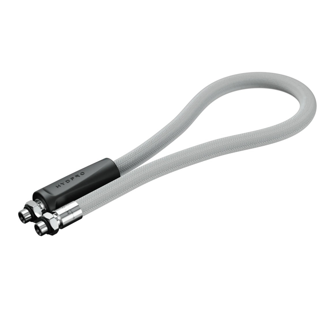 Hydpro Bright Tek LP Rebreather Hose in black braid, coiled with both male fittings