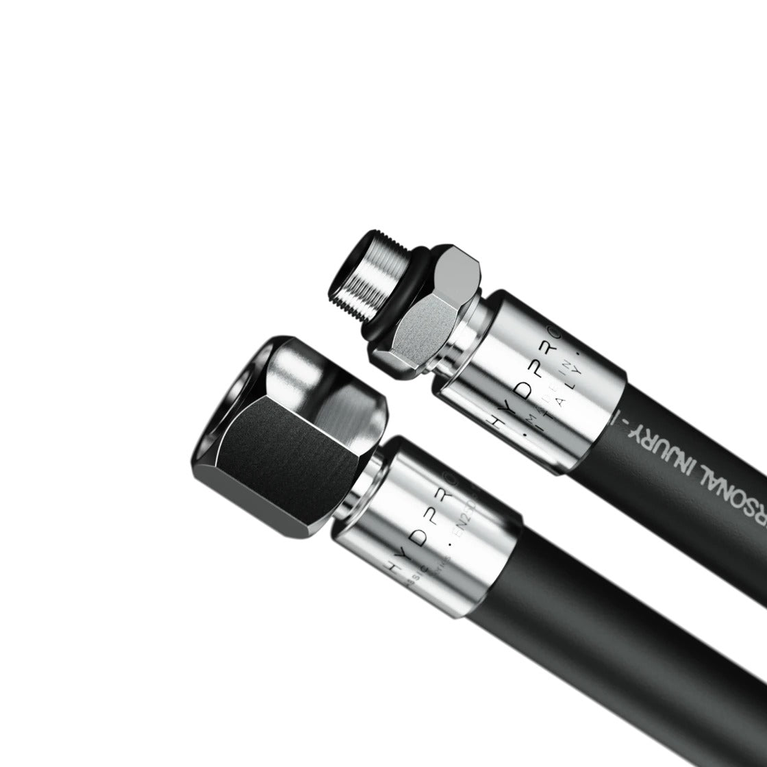 Hydpro Classic LP Regulator Hose in black, coiled with both end fittings visible