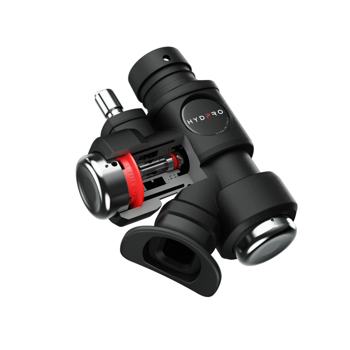 Hydpro Power Q01 Code inflator, front view with 25 mm inflate and exhaust buttons