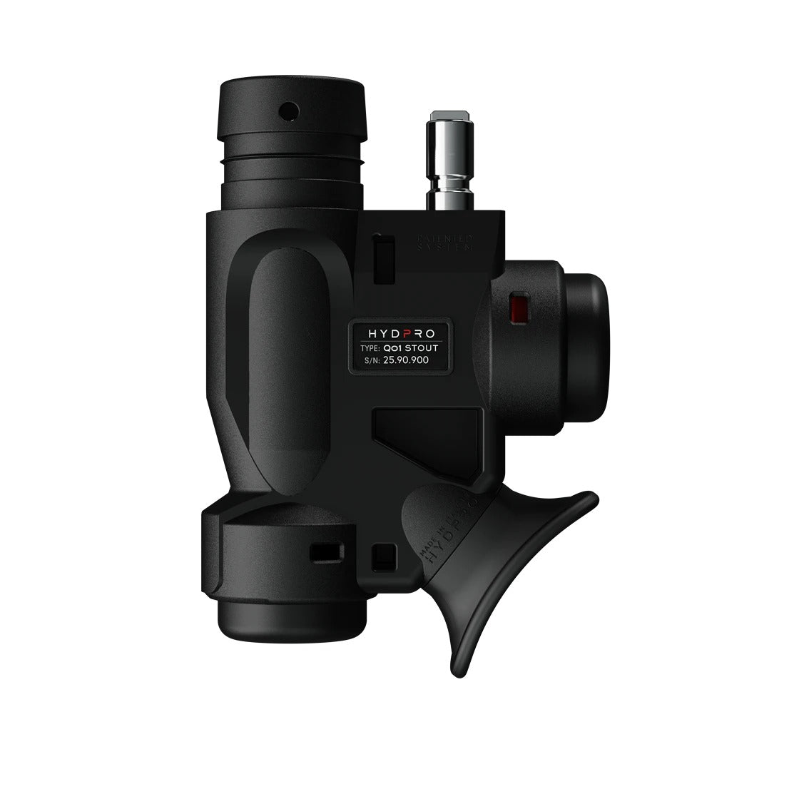 Hydpro Power Q01 Stout inflator, front view with technopolymer buttons