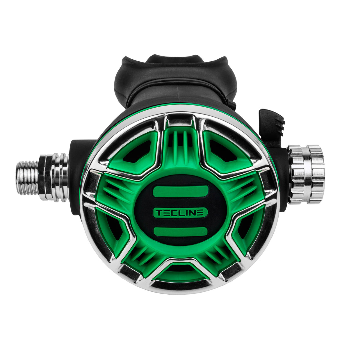 Tecline R2 TEC2 100% O2 stage set with green TEC2 second stage and green bag