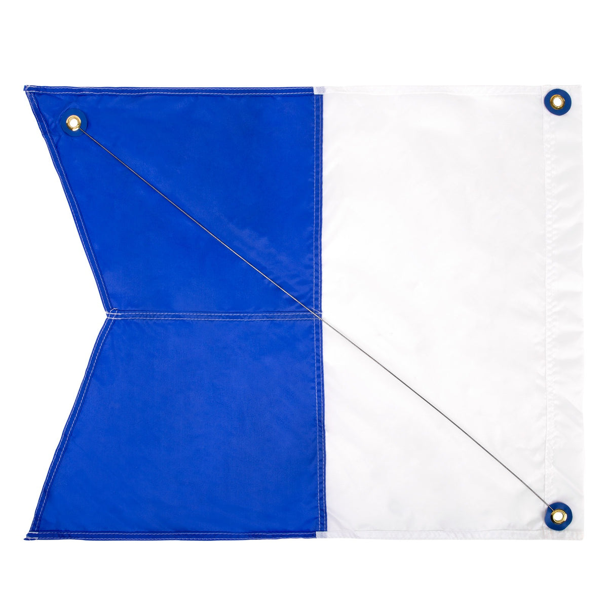 IST Alpha flag, white and blue swallow-tailed code flag A with metal grommets