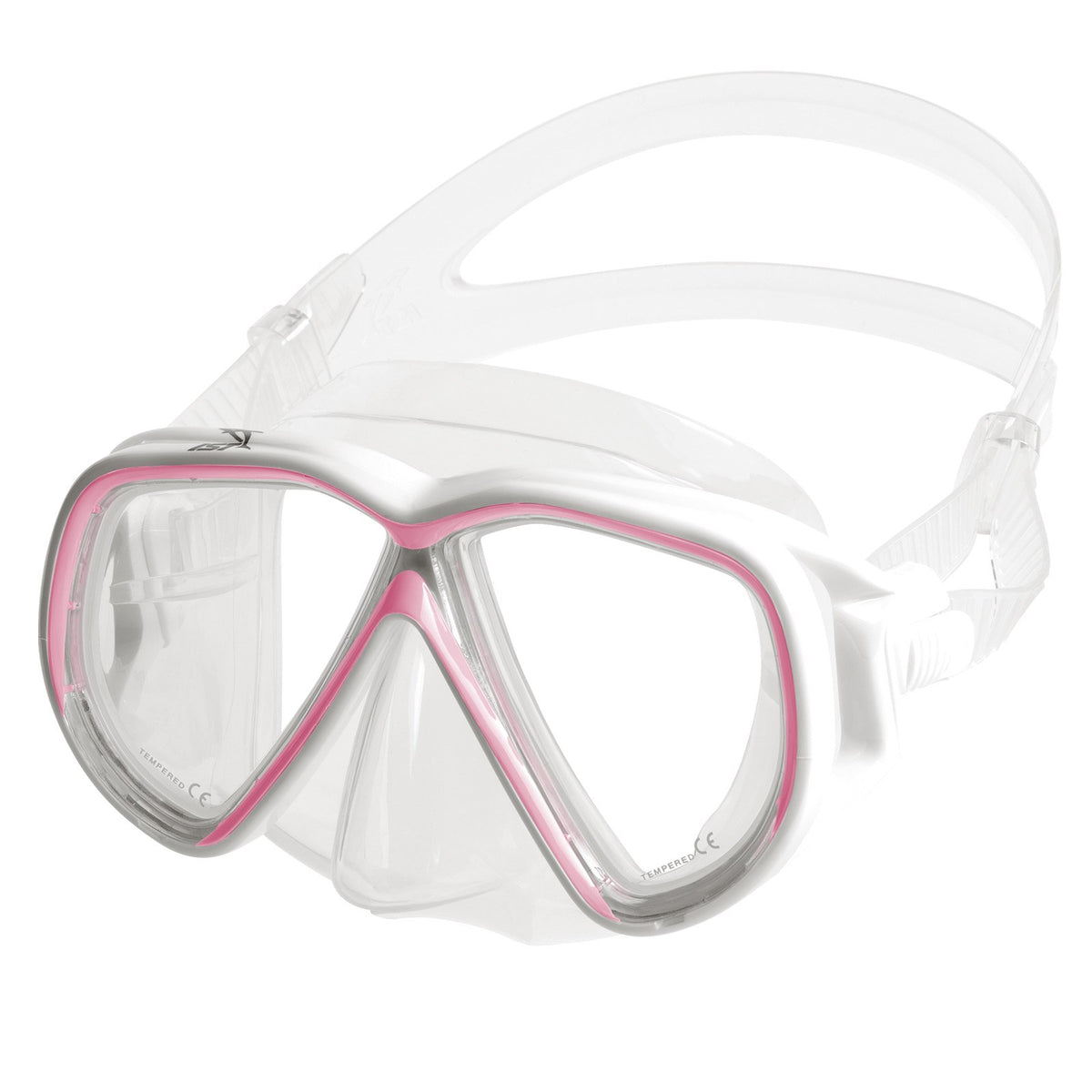 IST Martinique Narrow twin lens mask with a neon yellow frame and clear skirt