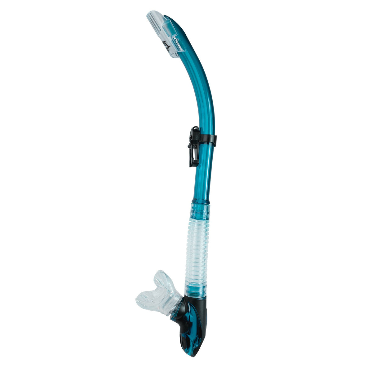 IST splash guard snorkel in black with purge valve and swivel mouthpiece