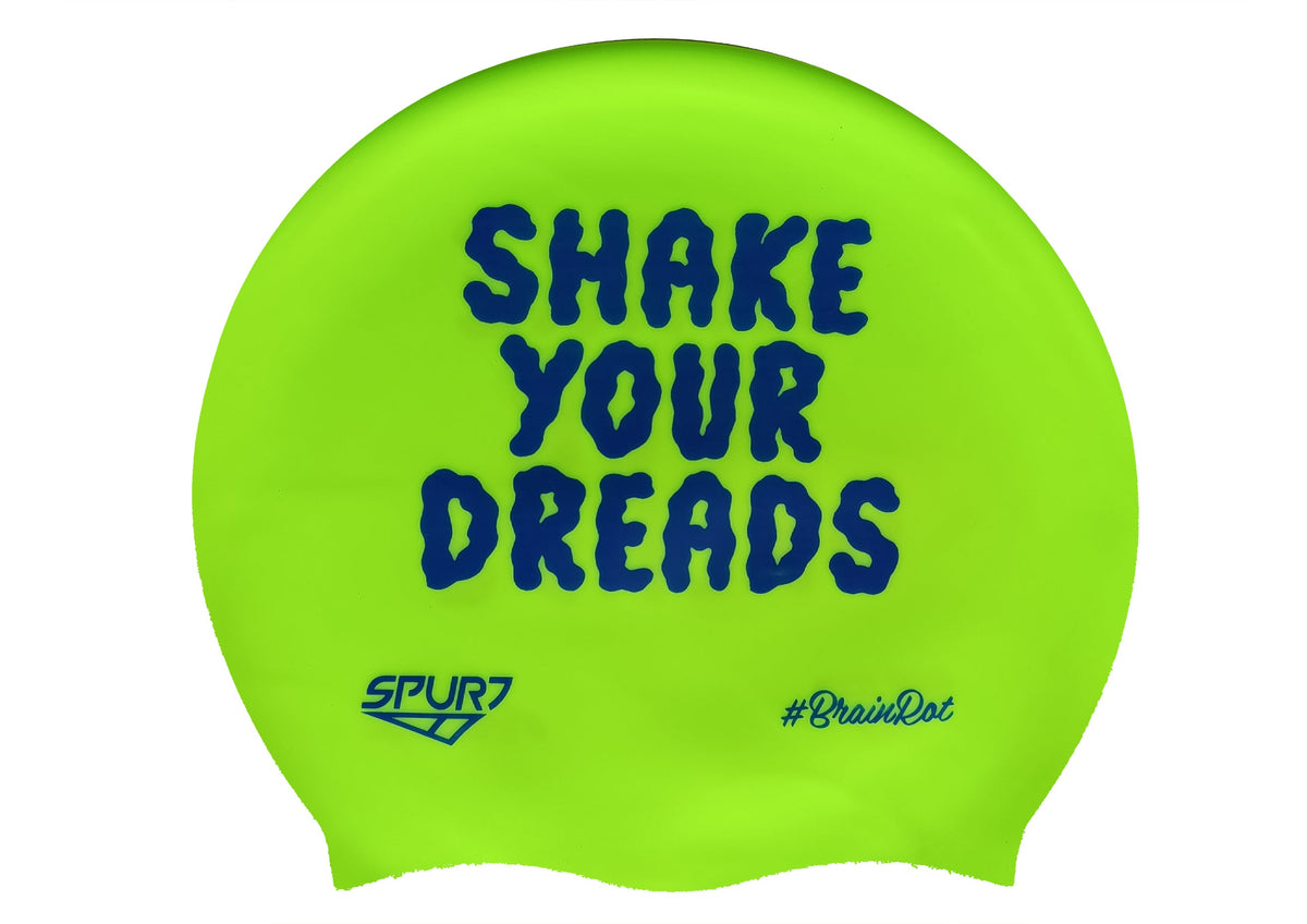 Kikx big hair printed silicone swim cap, Shake Your Dreads on Light Sky Blue