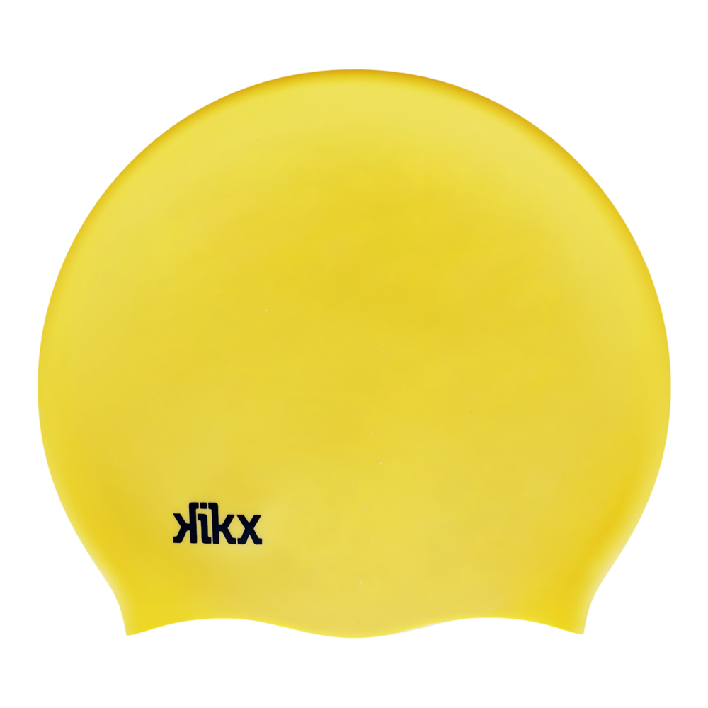 Kikx Big Hair silicone swim cap in yellow medium