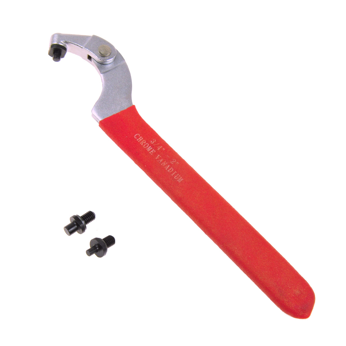 Tecline hook tool with red grip, chrome vanadium hook and two spare pins