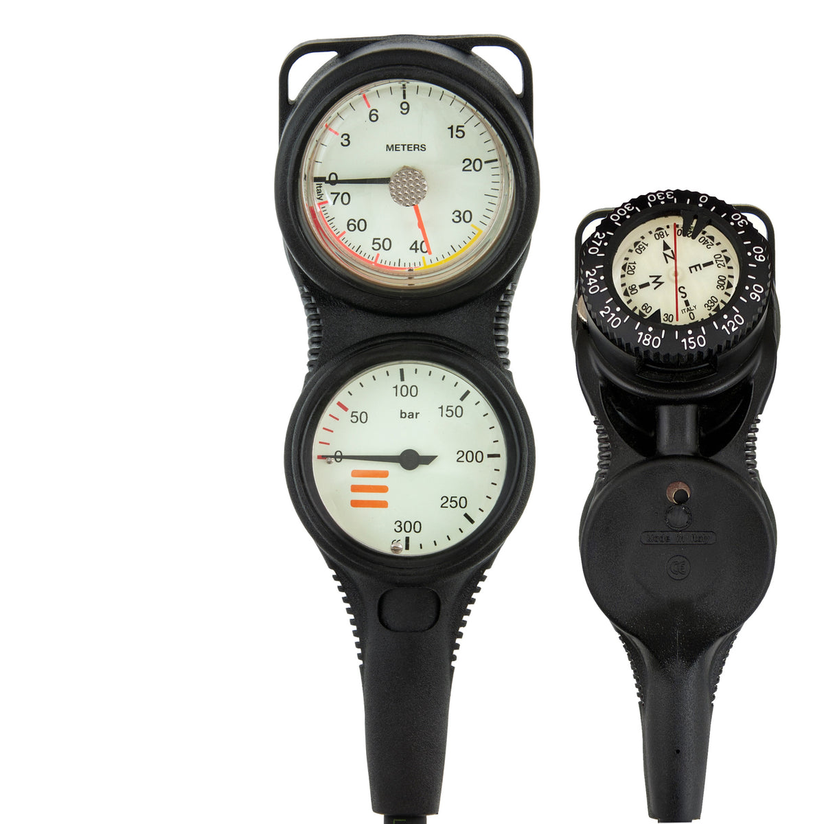 Combo III console with pressure gauge, depth gauge and compass