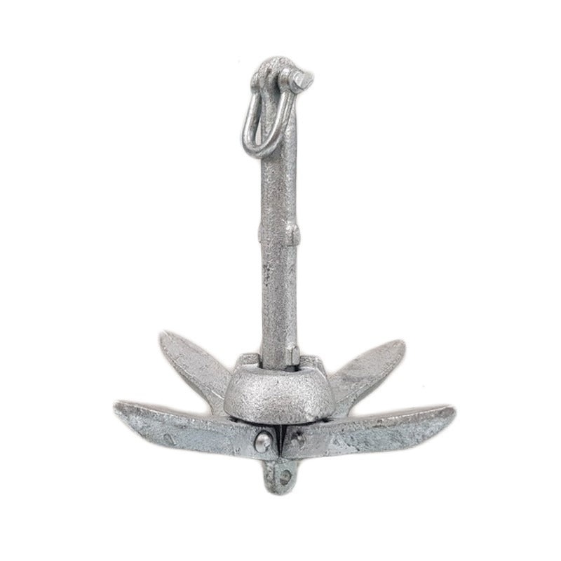Lalizas hot-dip galvanised folding grapnel anchor with flukes locked open